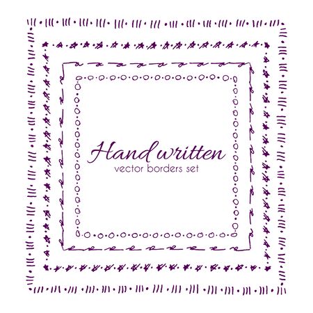 Set of hand drawn vector pen line bordersのイラスト素材
