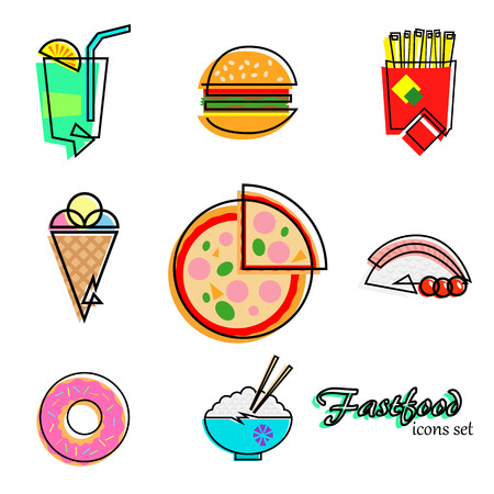 Fastfood icons setのイラスト素材