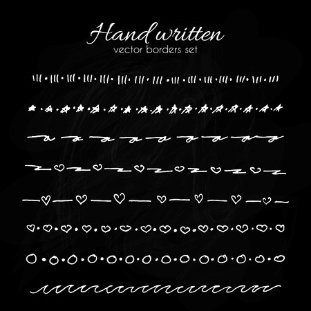 Hand drawn vector borders set on chalkboard backgroundのイラスト素材