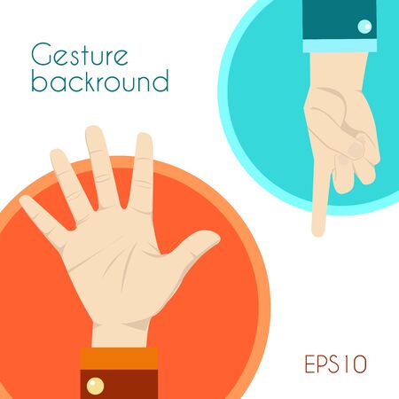 Gesture signs vector background. Flat colorful design.のイラスト素材