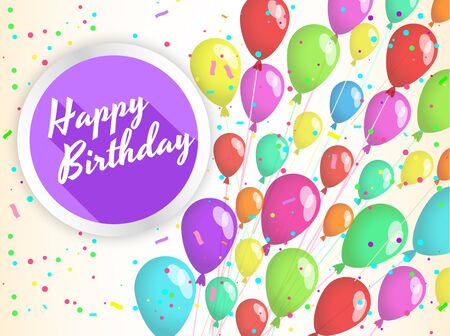 Happy Birthday card with balloons and confetti.のイラスト素材