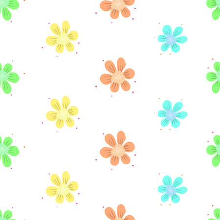 Colorful flowers simple seamless pattern. Vector backgroundのイラスト素材