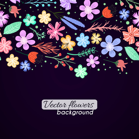 Colorful vector flowers card backgroundのイラスト素材