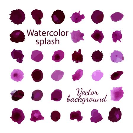 Vector illustration. Colorful watercolor splashes isolated on white backgroundのイラスト素材