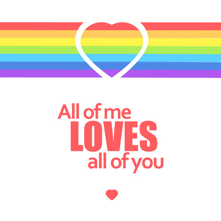 Rainbow heart love message. Vector background illustraitonのイラスト素材