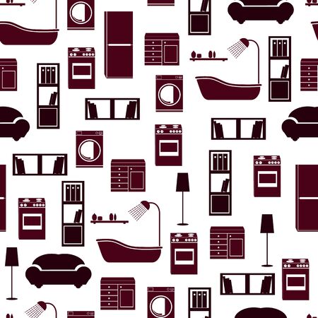 Home interior furniture vector seamless pattern backgroundのイラスト素材
