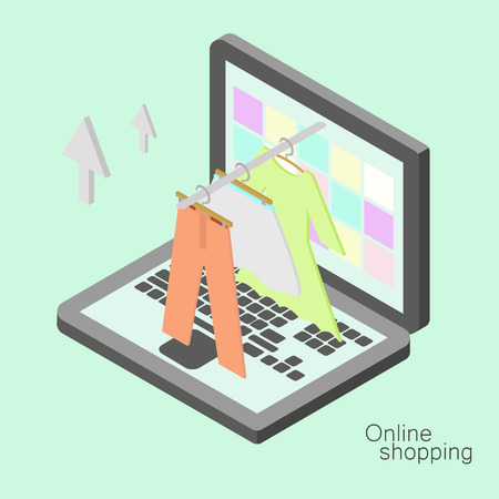 Isometric online shopping illustration. Vector internet shopping concept.のイラスト素材
