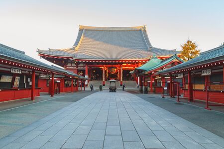 TOKYO, JAPAN - December 12: Morning view around Sensoji Temple in Tokyo, Japan on December 12, 2016. It is the oldest temple in Tokyo and it is one of the most significant Buddhist temples located in Asakusa area.のeditorial素材