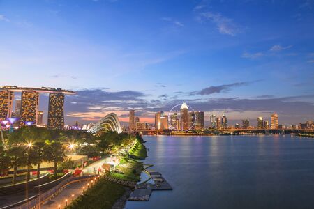 Night view of building at Singaporeのeditorial素材