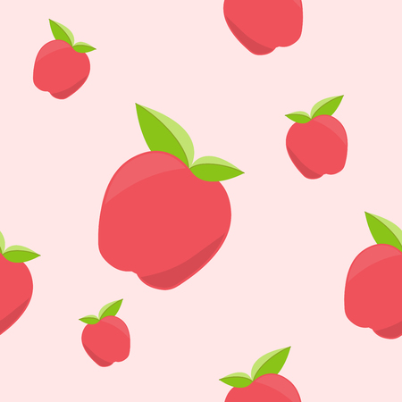 Seamless cute pattern with red apple on pink background.の写真素材