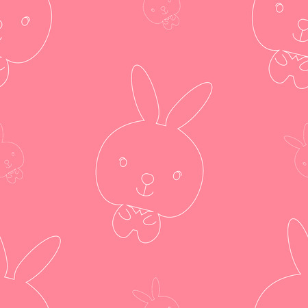 Seamless pattern cute rabbit on pink backgroundの写真素材