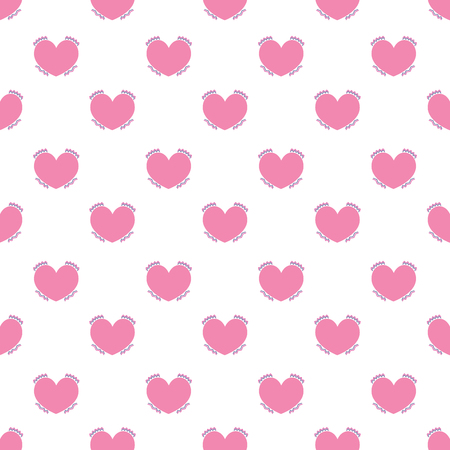Seamless pattern cute pink heart on white backgroundの写真素材
