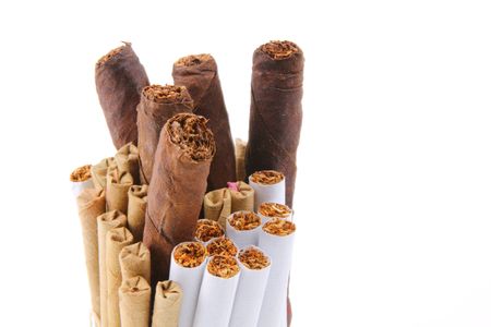 Closeup of Bunch of cigarettes and tobacco