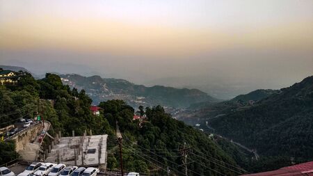 Beautiful Sunset Evening in Mussoorie, Uttarakhandの写真素材