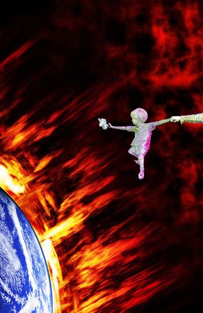 Global Warming - The world gets hot. Has humanity to leave Earth someday?の写真素材
