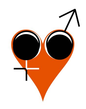 Gender Love - A heart with gender symbol eyesの写真素材