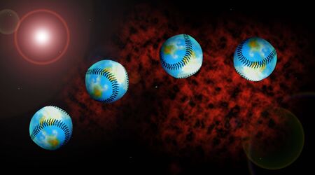 Spaceballs - Some baseball pitcher hit too hard! Detailed picture.の写真素材