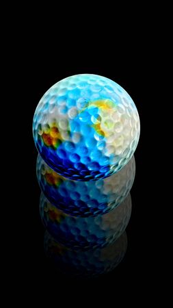 Golf Ball Earth rises after hitの写真素材