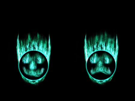 Burning ice angel ice devil faceの写真素材