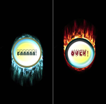 Too hot fire button pressed and too cold ice button unpressedの写真素材