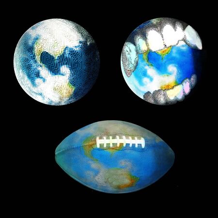 Football, Maze and Vampire teeth Earthの写真素材