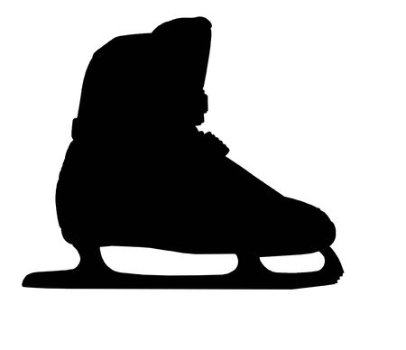 Black ice-skating shoe on white backgroundの写真素材