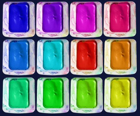 Set of isolated colors of watercolor paint-boxの写真素材