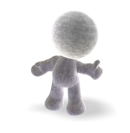 abstract cartoon of a soft toy man with thumb upの写真素材