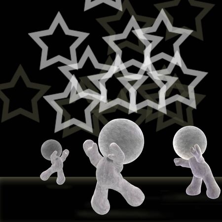 abstract 3d cartoon of soft toy people on the dancefloor in the nightの写真素材