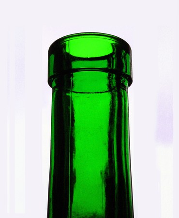 Green bottle neck on white backgroundの写真素材