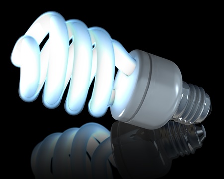 Neon Bulb, 3d rendering on white backgroundの写真素材