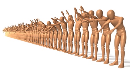 La Ola - the applause wave in the stadium, perspective, 3d rendering on whiteの写真素材