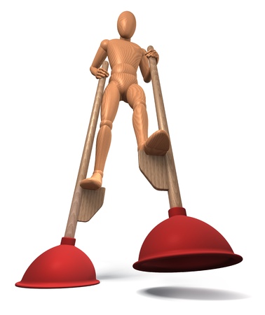 Figure going on plunger stiltsの写真素材