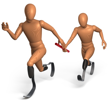 Disabled, amputees running relay receの写真素材