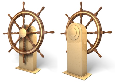 Steering wheel on bridge, front and back, symbolの写真素材