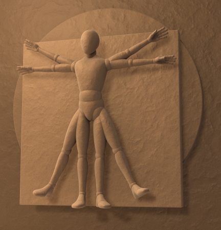 Leonardo Da Vinci s Vitruvian Man, Homo Quadratus, 3d renderingの写真素材
