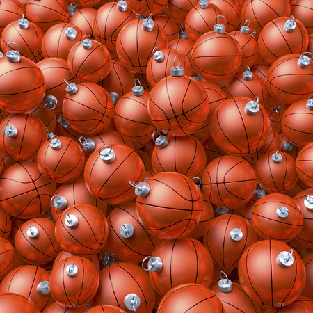 Pool, heap of basket balls as christmas baublesの写真素材