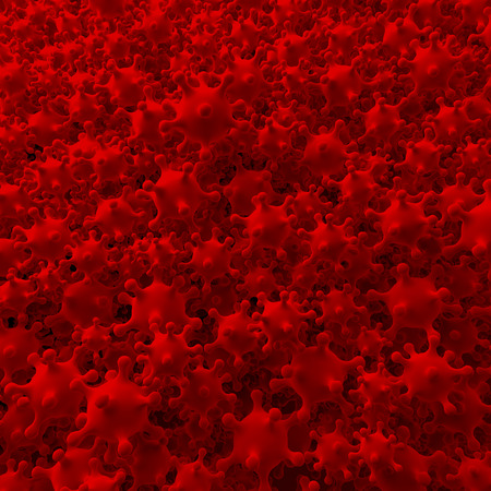Pool, heap of red germs, virus, bacteria