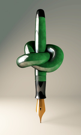 Classical fountain pen with knot in the middle, 3d renderingの写真素材