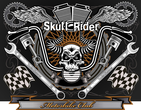 vintage motorcycle labelのイラスト素材