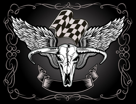 bull head with wingsのイラスト素材