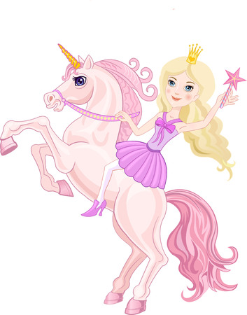 Stars princessand Beautiful unicornのイラスト素材