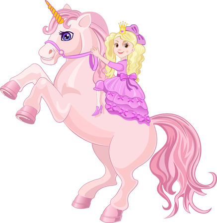 Princess and Fairy tale unicornのイラスト素材