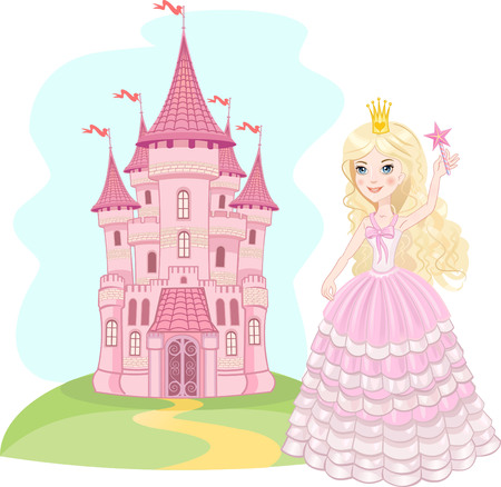FairyTale castle. Air-Castle and princessのイラスト素材