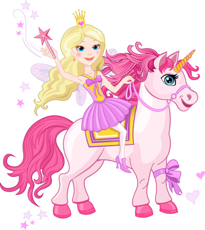 Little Fairy Princess and Unicornのイラスト素材