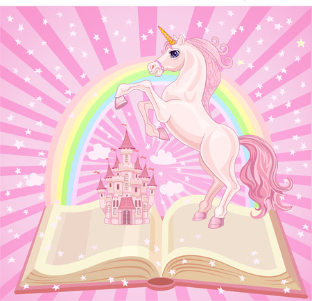 FairyTale castle. Air-Castle and Unicornのイラスト素材