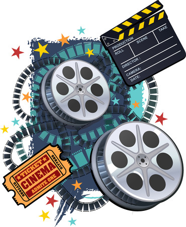 Film Reels and Clapper boardのイラスト素材