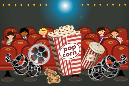 Cinema hall with peopleのイラスト素材