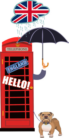 Red, Britain, old telephone and Boyのイラスト素材