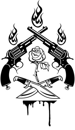 guns and rosesのイラスト素材